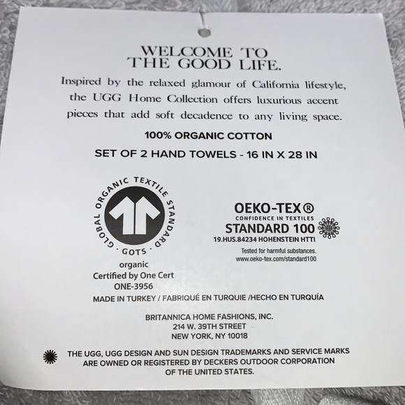 UGG Martis 100% Organic Cotton Hand Towels, 2-Pack - Picture 5 of 13